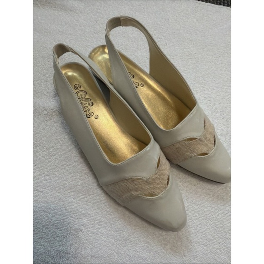Olive‎ Women's Slingback Pointed Toe Cream 6.5        1734